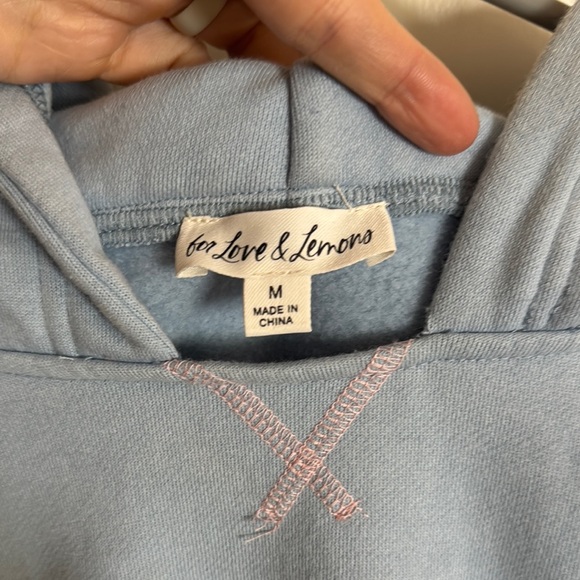 For Love & Lemons Light Blue Cropped Hoodie - Picture 2 of 5